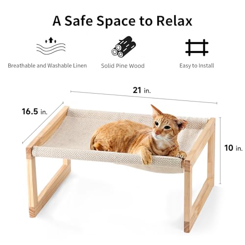 Breathable Wooden Hammock Bed for Cats and Dogs, 21x16.5 Inchs