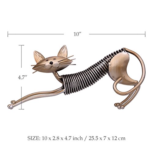 Handcrafted Metal Cat Spring Sculpture for Home Decoration