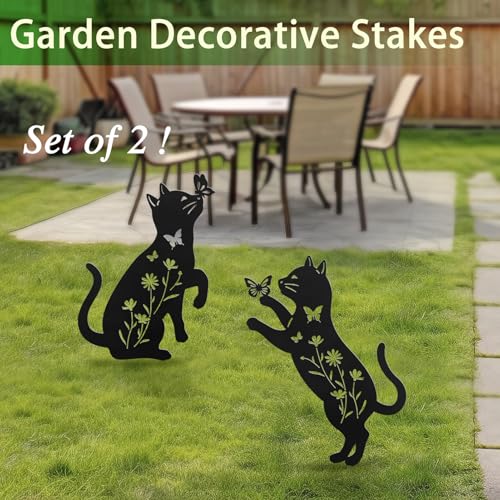 Black Cat Garden Stakes for Outdoor Decor, Set of 2