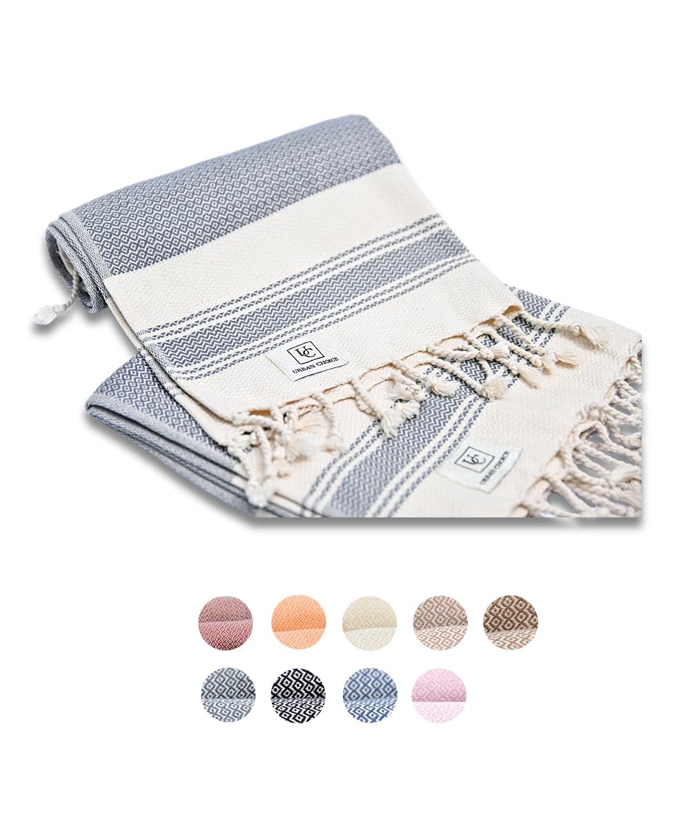 3 Pack Gray 100% Cotton Turkish Kitchen & Bathroom Towels with Loop