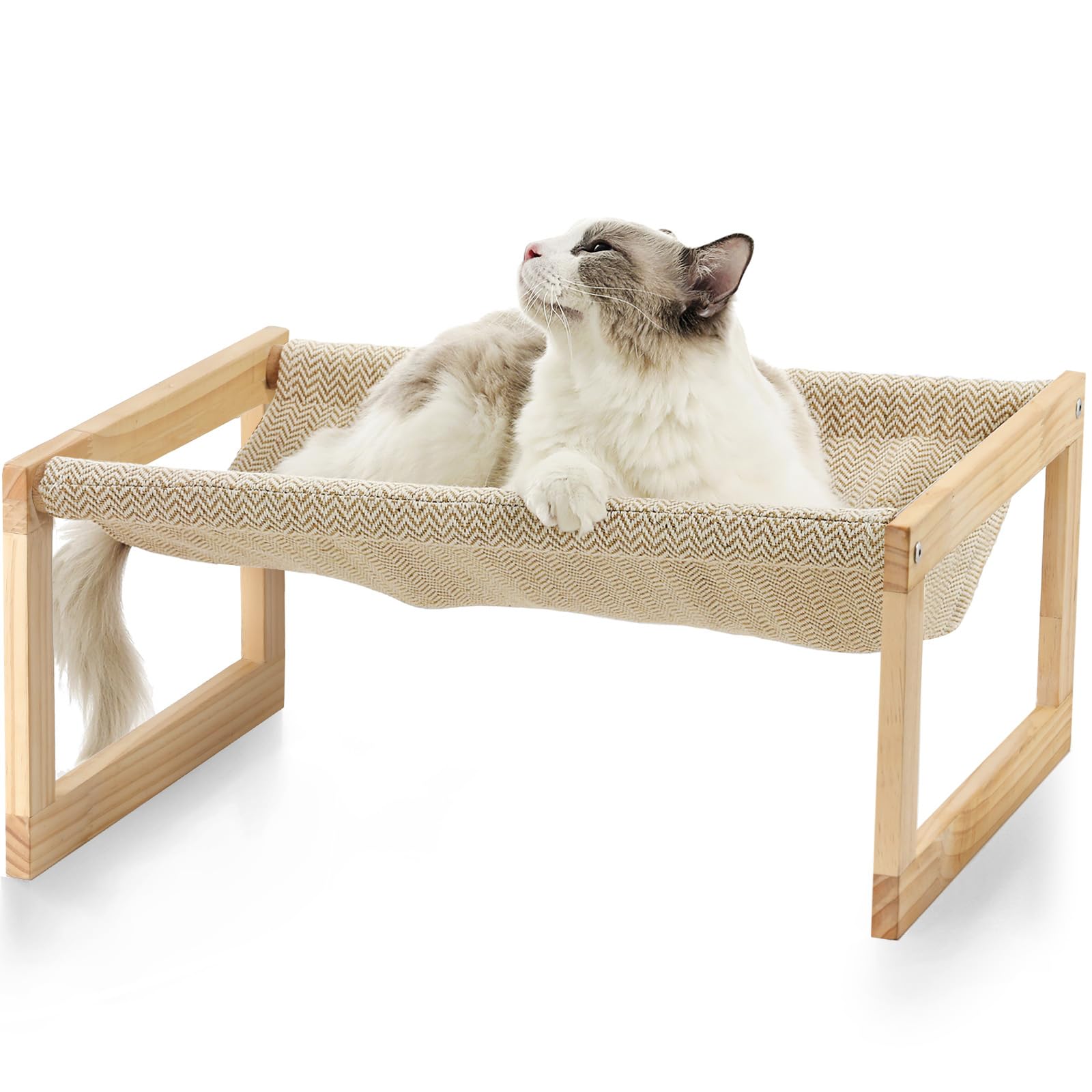 Breathable Wooden Hammock Bed for Cats and Dogs, 21x16.5 Inchs