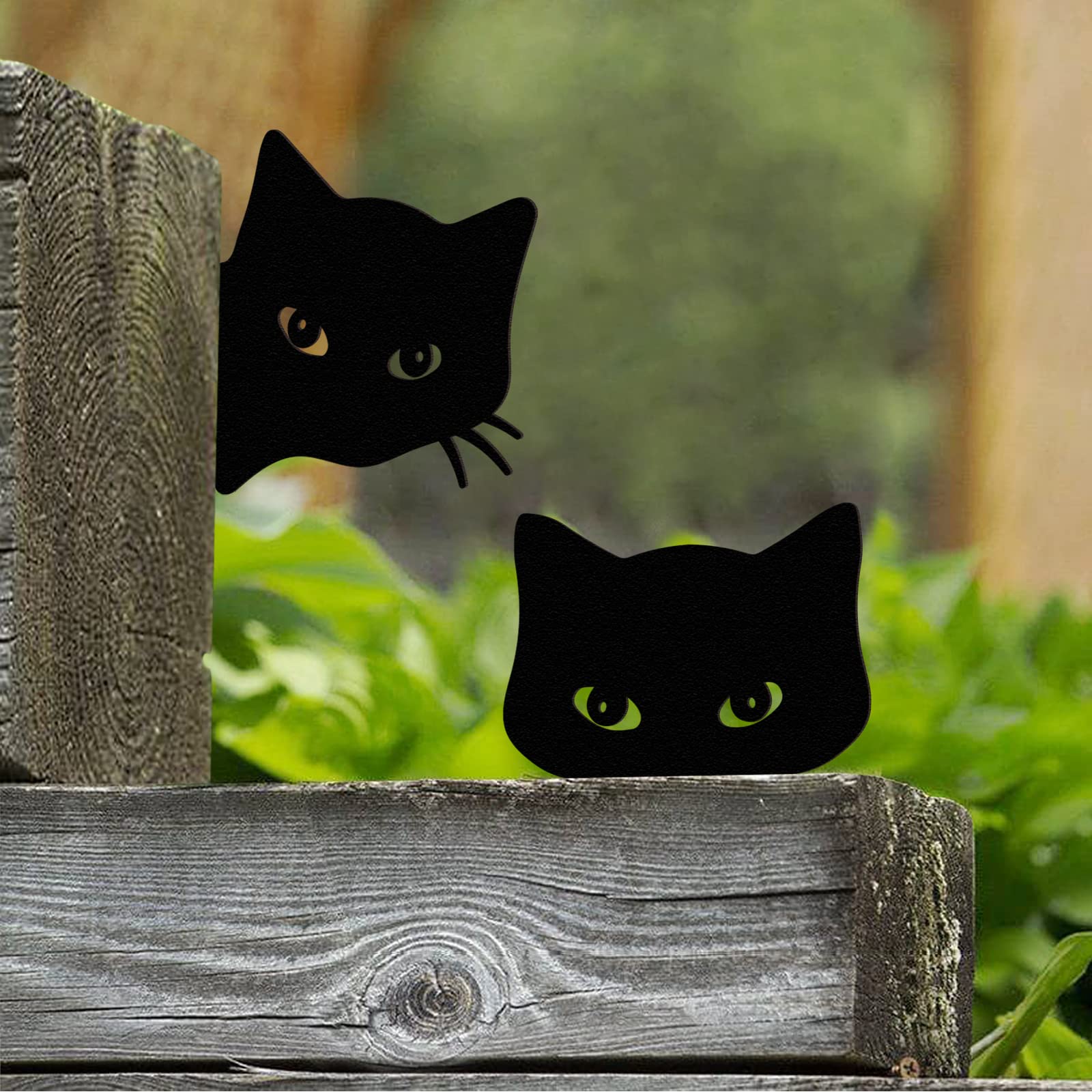 Metal Black Cat Yard Art Set: Perfect for Cat Lovers