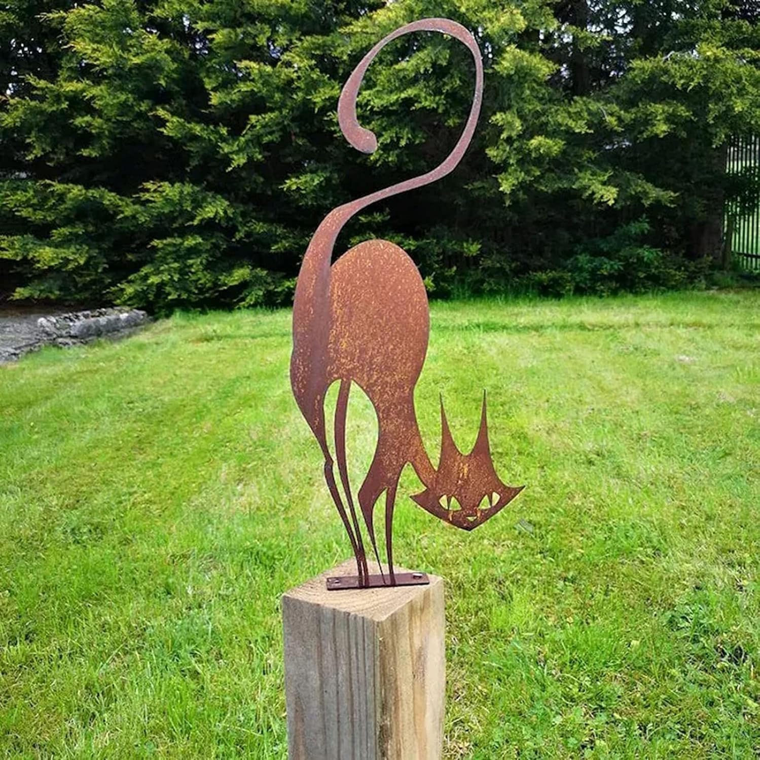 Rustic Metal Cat Garden Ornament