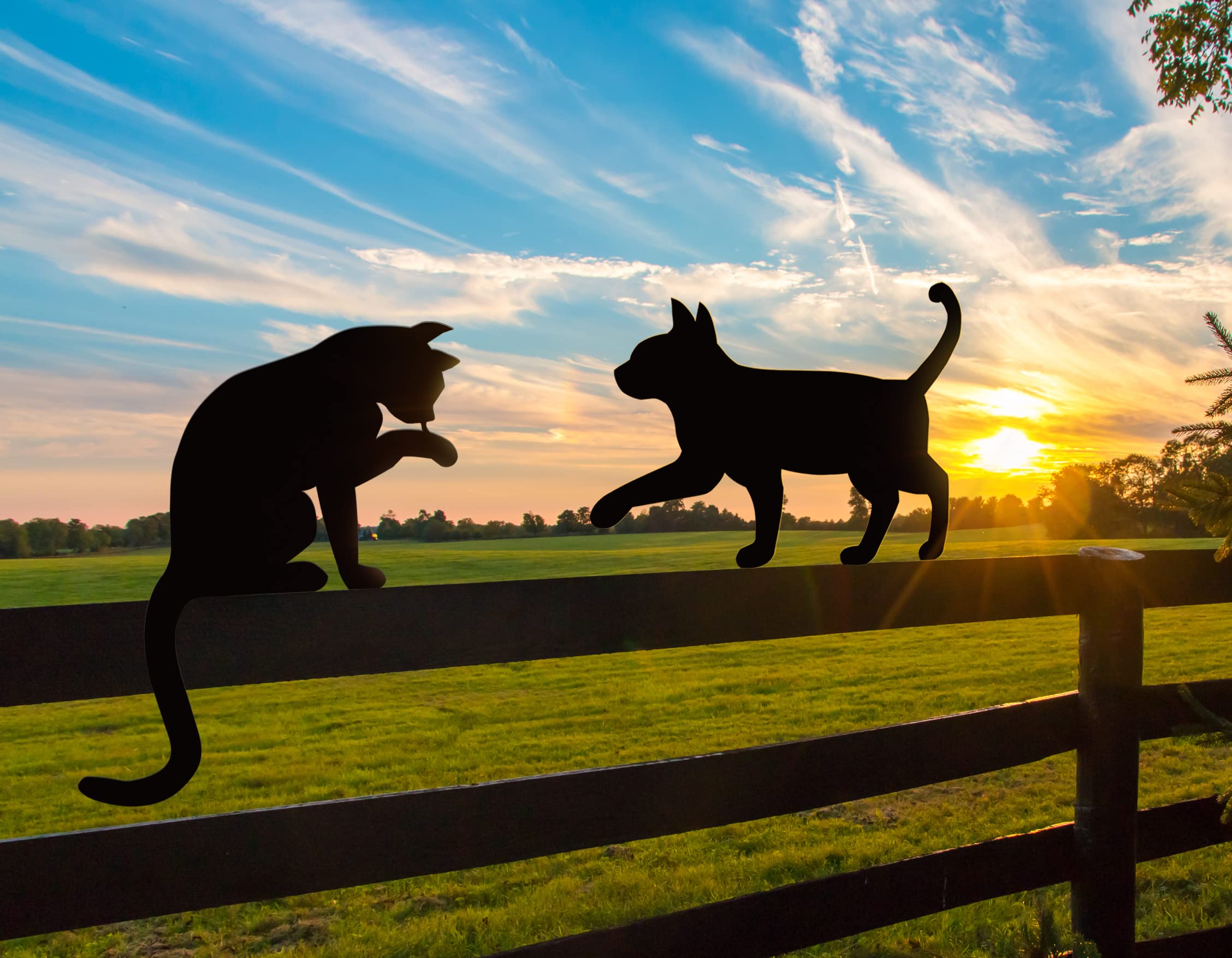 Metal Cat Garden Statue for Lovers