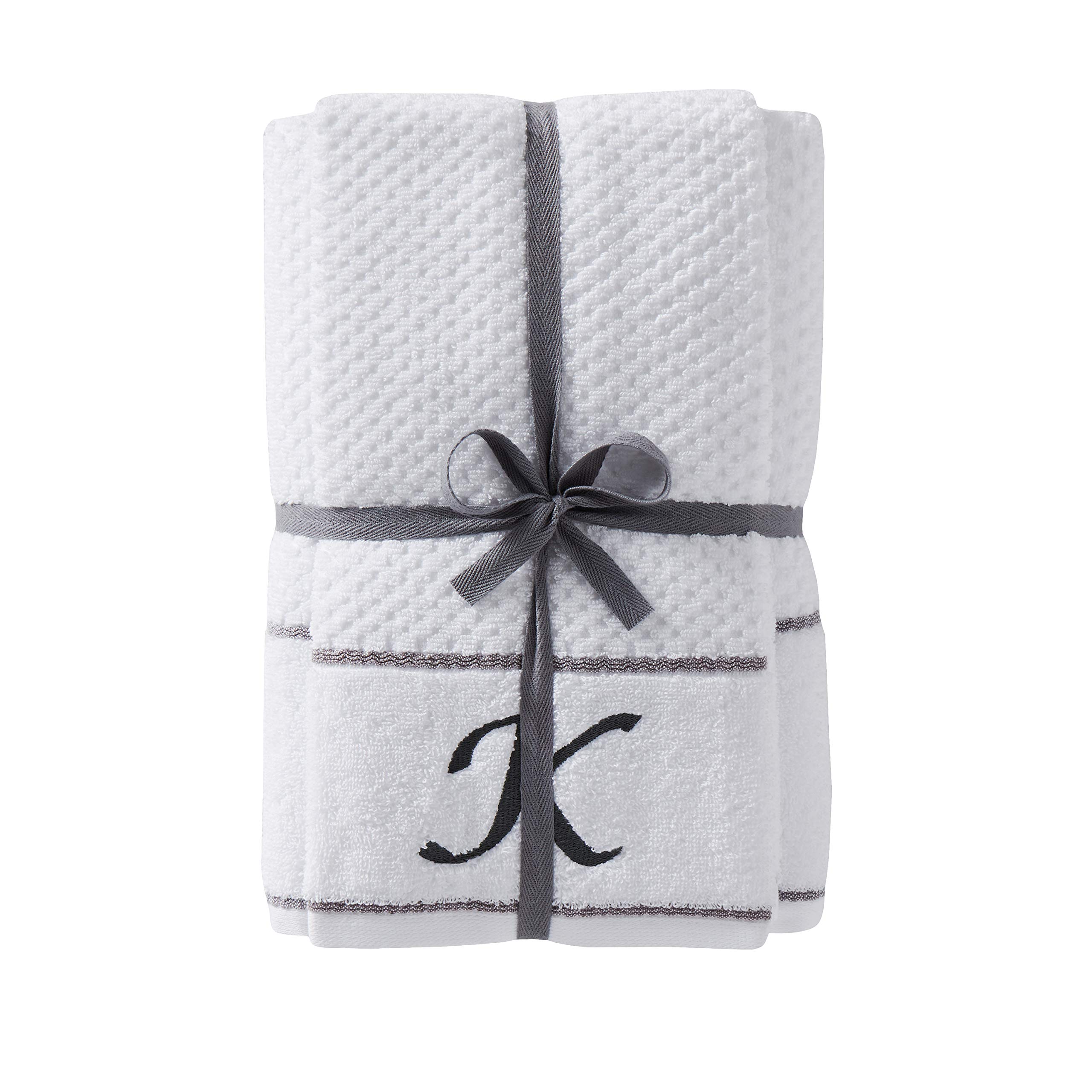 SKL Home White Monogram K Initial Bath and Hand Towel Set - 4 Pack