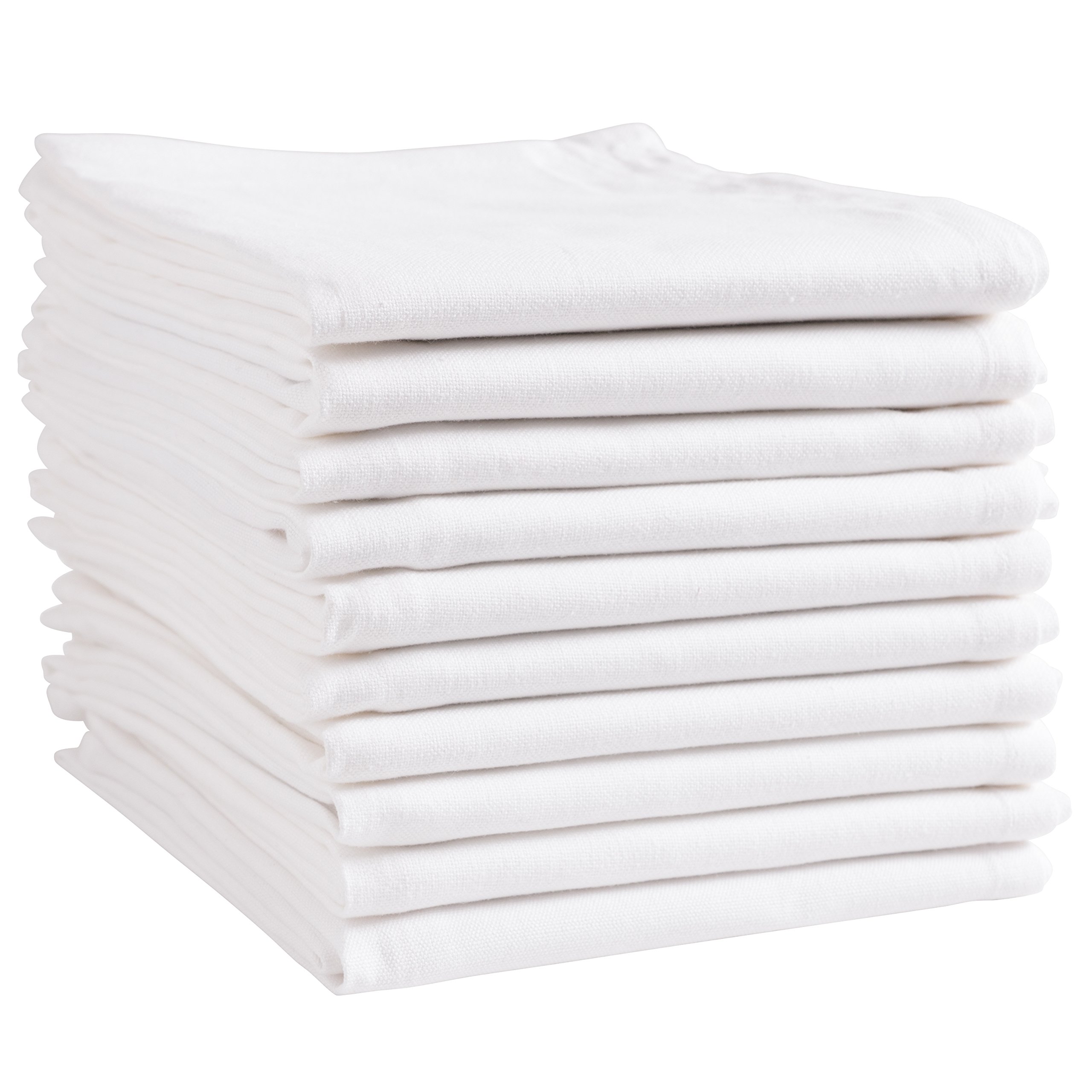 10 Pack White Cotton Kitchen Towels - Soft and Functional for Cooking and Cleaning