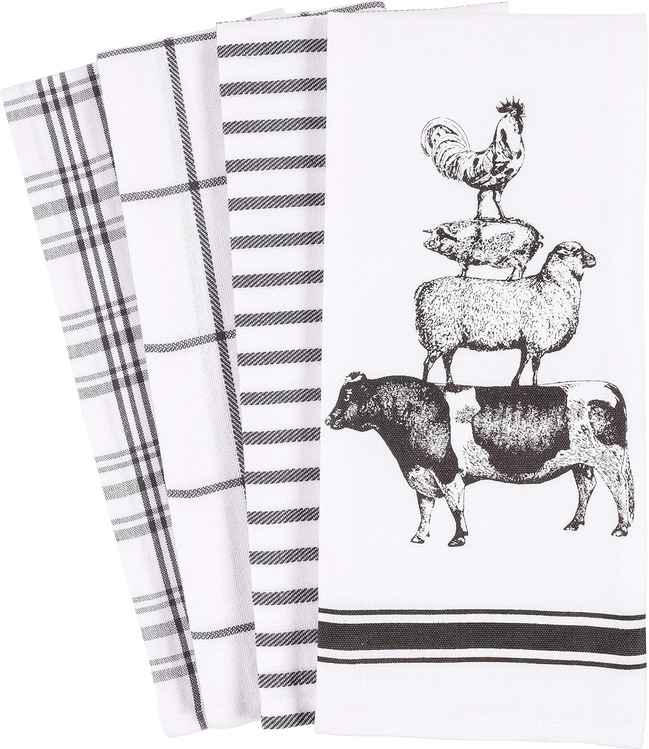 KAF Home Pantry Set of 4 Farm Animal Dish Towels